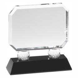 Crystal Rectangle award, 8.25" wide x 8" tall x 2" deep