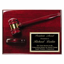 12 x 9 Rosewood Finish Gavel Plaque, 12" wide x 9" tall