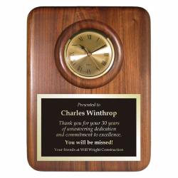 Walnut Wall Clock, 9" wide x 12" tall
