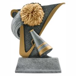 Cheerleading V Resin, 3.75" wide x 4.5" tall X 1.375" deep