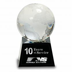 Crystal Globe on Black Base, 5.69" High