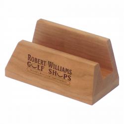 Wooden Business Card Holder, cherry wood shown, 3.75" wide x 1.75" tall x 1.75" deep