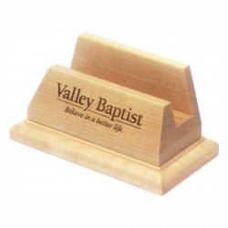Wooden Business Card Holder, maple wood shown, 4.375" wide x 2.375" tall x 2.25" deep