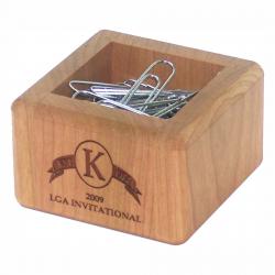 Wooden Paper Clip Holder, cherry wood shown, 3" wide x 2" tall x 3" deep
