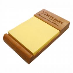 Wooden 3" x 3" Post-it Note Holder, cherry wood shown, 3.13" wide x .75" tall x 5" deep