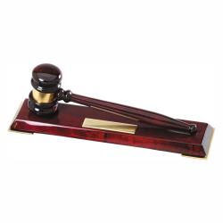 Deluxe Rosewood Gavel and Stand, 12" wide x 3" tall x 3" deep