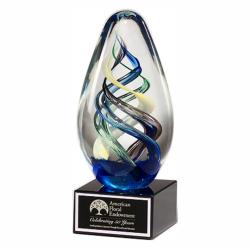 7.125" Egg-shaped Glass Sculpture, 2.75" wide x 7.125" tall x 2.75" deep