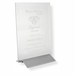 Beveled Glass on Aluminum Base, 1/4" Beveled Jade Glass, 8" wide x 10.5" tall x 3" deep