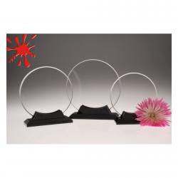 Acrylic Circle with Black Base, 5/8" clear acrylic w/black acrylic base, 7" wide x 7.5" tall x 2" deep