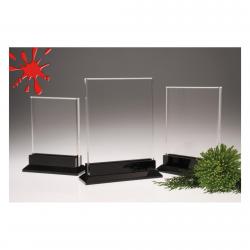 Acrylic Rectangle with Black Base, 5/8" clear acrylic w/black acrylic base, 7.75" wide x 9.75" tall x 2" deep