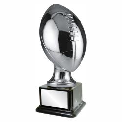 14.25" Chrome Resin Football, solid resin with faux marble finish base, 14.25" High