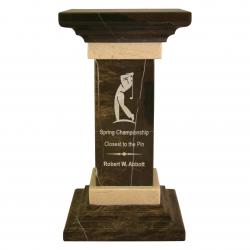 Chocolate Brown Marble Square Column, 4.25" wide x 8" tall x 4.25" deep