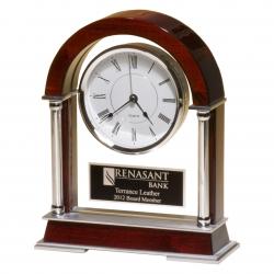 Rosewood Mantel Clock, 8.5" wide x 10.5" tall