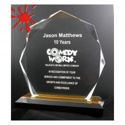 Beveled Octagon Acrylic Award, 3/4" Thick clear acrylic, 5.5" wide x 5.5" tall x 2.5" deep