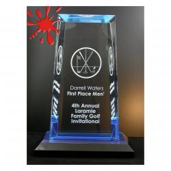 Tapered Rectangle Acrylic Award, 3/4" Thick clear acrylic, 4" wide x 7" tall x 2.5" deep