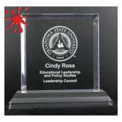 Economy Square Acrylic Award, 3/8" Thick clear acrylic, 4" wide x 4" tall x 2.5" deep