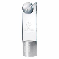 10.5" Glass Global Pinnacle Award, 3" wide x 10.5" tall x 3" deep