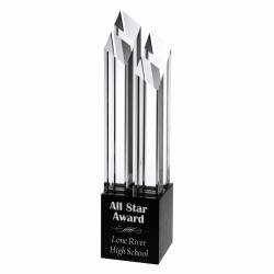 Crystal Allegiance Tower, 3.625" wide x 14" tall