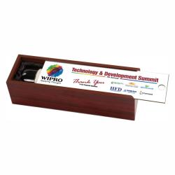 Rosewood Finish Wine Box with Sublimatable Lid, 14.25" wide x 4.375" tall x 3.875" deep