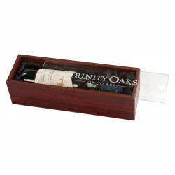 Rosewood Finish Wine Box with Clear Acrylic Lid, 14.25" wide x 4.375" tall x 3.875" deep