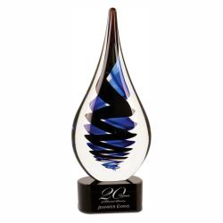 11.25" Black Twist Rain Drop Art Glass, 11.25" High