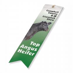 Custom 2" x 8" Ribbon with Card & String, 2" wide x 8" tall