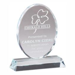 Crystal Oval Momento Award, 3.25" wide x 4" tall