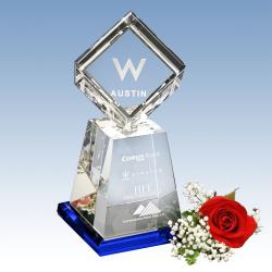 Crystal Awards in Motion Albany, optical Crystal, 4-1/2" wide x 10" tall x 4-1/2" deep