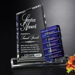 Crystal Glendale Goal-setter award, optical Crystal, 6" wide x 6-1/2" tall x 2" deep