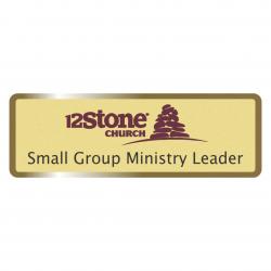 3 x 1 Brass Two Tone Rectangle Badge, 3" wide x 1" tall with magnet