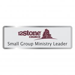 Nickel Two Tone Rectangle Badge, 3" wide x 1" tall with magnet