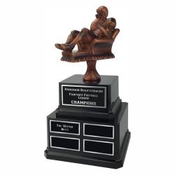 11.375" Fantasy Football Armchair Quarterback award, 6" wide x 11.375" tall x 6" deep