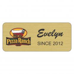 Br. Gold/Black Digital Print Badge, 1/16" Laminated UV Stable Impact Acrylic, _ X _" with pin
