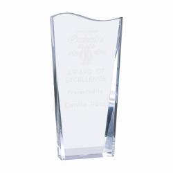 Crystal Facet Wave award, 1.75" Thick, 3.875" wide x 7.75" tall x 1.5" deep