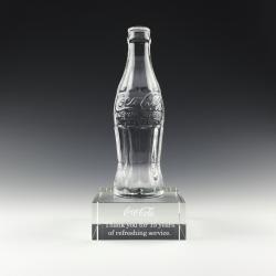 COCA-COLA CRYSTAL BOTTLE ON CRYSTAL BASE