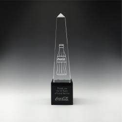 CRYSTAL OBELISK ON MARBLE BASE - MEDIUM