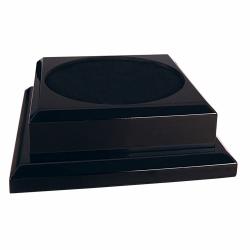 9" x 9" Black Piano Finish Pedestal Base, 9" wide x 3" tall x 9" deep