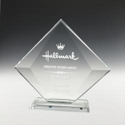 Clear Glass Vision Diamond, 3/8" thick clear glass, 6.375" tall x 7" wide x 2" deep