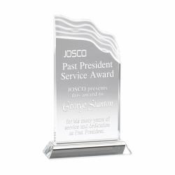 Crystal Triple Edge Wave award, optical Crystal, 6.5" wide x 10" tall x 2" deep