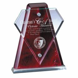 Glass Diamond Rosewood Plaque, 7" wide x 8.5" tall