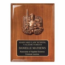 9 x 12 Walnut Justice Casting Plaque, 9" wide x 12" tall x .75" deep