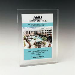 Premium Clear Acrylic Rectangle award, 1" Thick clear acrylic, 6" wide x 8" tall x 1" deep