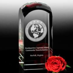 3D Crystal Dome award, 3-1/2" wide x 10" tall x 3-1/2" deep