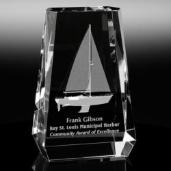 3D Crystal Aspen Award, 5" wide x 8" tall x 2-3/4" deep