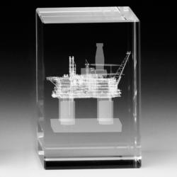 3D Crystal Camby Rectangle award, 8" x 6" x 4"