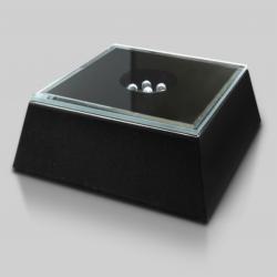 Black Mirrored Lighted Square Base, 2-3/8" wide x 1-1/8" tall x 2-3/8" deep