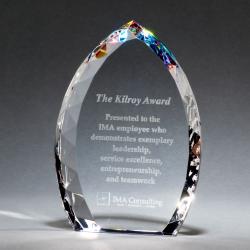 Crystal Flame with Jeweled Edge, 6" wide x 8" tall