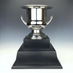 15.5" Silver Champagne Cup on Tiered Base, 12.5" wide x 15.5" tall x 12.5" deep
