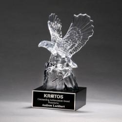 Crystal Eagle on Black Crystal Base, 7.5" wide x 9.5" tall x 6" deep