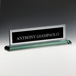 Jade Glass Name Block, 9.875" wide x 2.75" tall x 2" deep